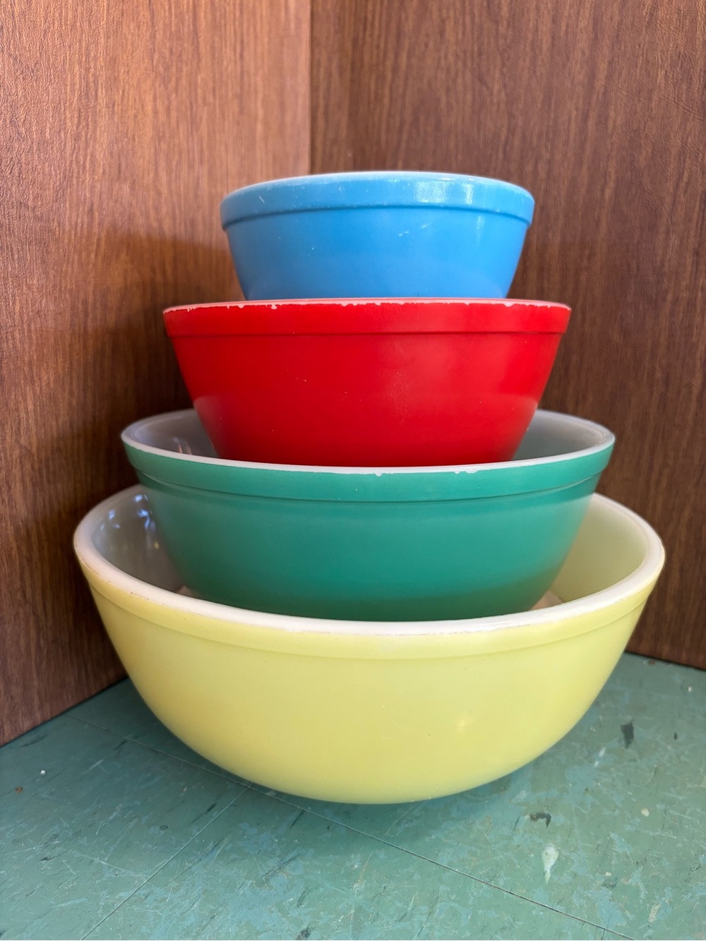 Vintage Pyrex Primary Colors Nesting Mixing Bowls - Set 4